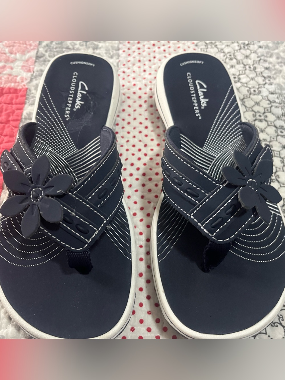 Clarks NWOT Navy Floral Cloudsteppers Comfort Sandals Womens Size 5